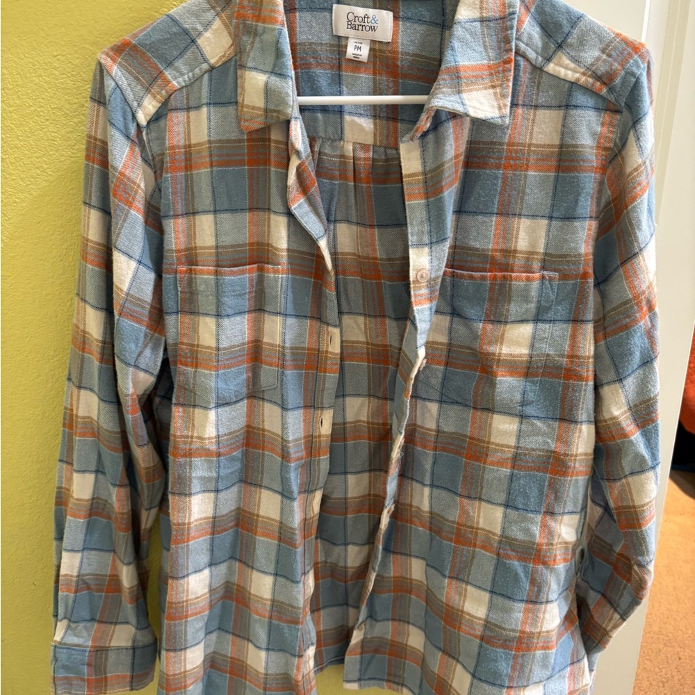 Croft & Barrow Blue and Orange Checkered Shirt